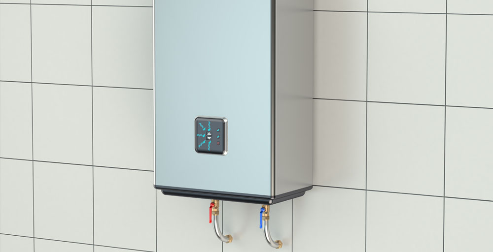 Tankless water heater for on-demand hot water.